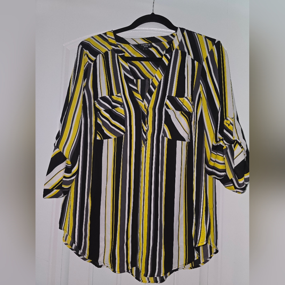 Torrid Black and Yellow Striped Pants Dynamic Design